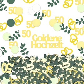 Pack of 200 Golden Wedding Decoration, Dots for 50th Wedding Anniversary, Table Decoration, Golden Wedding Scatter Decoration, Wedding Decoration Table Green Gold, Heart Wedding Decoration