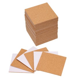 uxcell 50pcs Self Adhesive Cork Coasters 3.1"x 3.1"x 0.08" Cork Mats Cork Tiles Cork Backing Sheets Mini Wall Cork Board for Coasters and DIY Crafts, Square