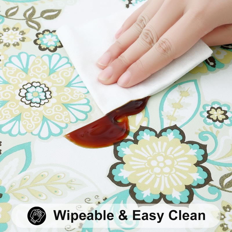 Smiry Rectangle Picnic Tablecloth, Waterproof Elastic Fitted Table Covers for