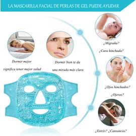 Máscaras de Hielo para Ojos y Cara, Antifaz para Ojos y Mascarilla Reutilizable, para Hinchazón/Ojeras/Migraña/Alivia Estrés, Compresa Fría o Caliente para Hombres y Mujeres, Terapia Facial