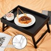 Qunclay 3 Pcs Lap Tray for Eating Bamboo Breakfast Tray