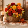 BobbleT 15 Pcs Fake Artificial Fall Mums with Pumpkin Picks,Faux