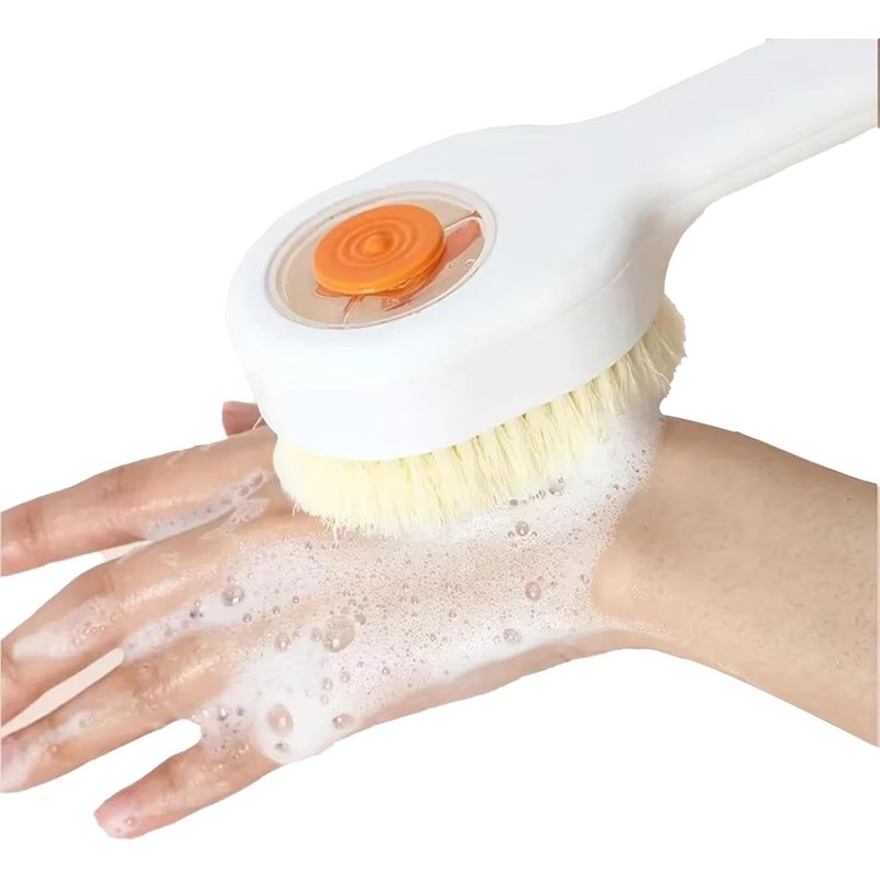 Cepillo exfoliante de espalda para ducha con dispensador de líquido