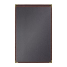 Burgundy, 10 Pack, 1 View - 8.5" x 14", Pajco Style Restaurant Menu Cover, Side-Loading, Single Stitched Edge, Crystal Clear Vinyl Menu Holder with Leatherette Trim, and Gold Decorative Corners
