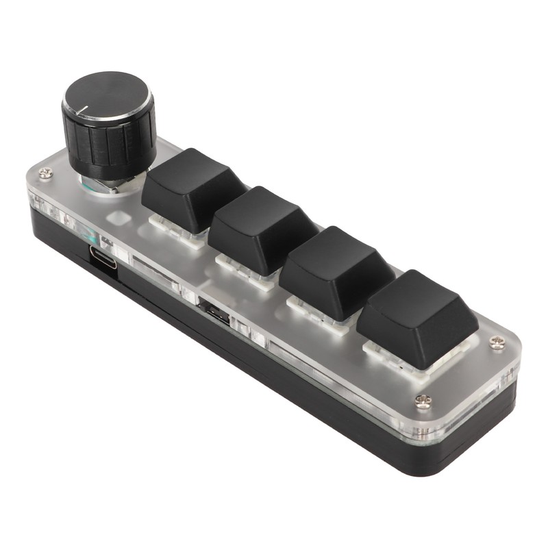 USB Mini 4 Key Keypad with Knob Blue Switch RGB