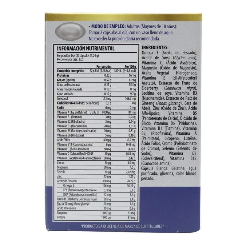 Platinum 50+ Vitaminas Minerales + Elderberry Solanum 45caps Sabor Sin