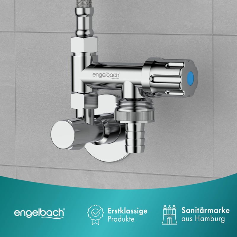 Engelbach® Universal Eckfix Device Additional Valve with Backflow Preventer -