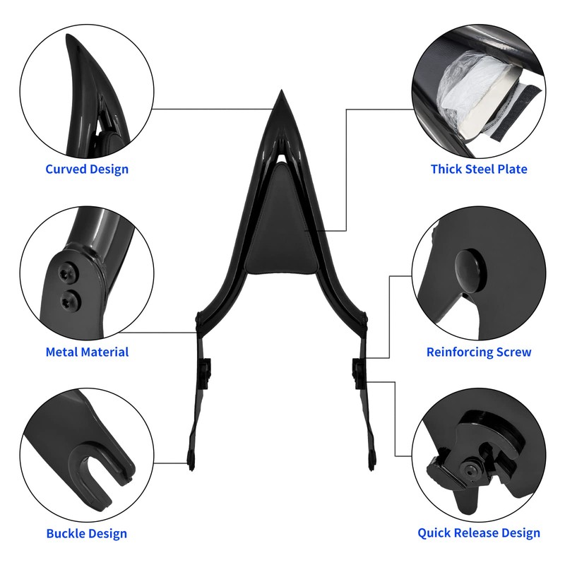 Sissy Bar for Harley Touring 24 inch Detachable Rear Passenger
