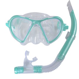 Snorkel Set, Adult Scuba Diving Mask Anti-Fog Snorkeling Goggles Dry Snorkeling Set Panoramic Wide View Snorkeling Gear for Scuba Diving, Snorkeling, Swimming-Green