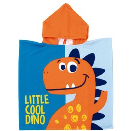 Dinosaur Poncho, Towel for Beach or Pool + Dinosaur Hat for Kids | Cap and Poncho Pack for Kids, Adjustable Cap and Dinosaur Poncho with Hood (Orange)