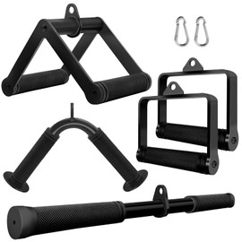 Howffite Cable Attachment for Weight Workout LAT Pull Down Attachments Set V Bar and Rotating Straight Bar and Double D Row Handle