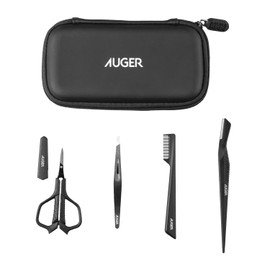 AUGER Eyebrow Kit with Pouch Eyebrow Tweezer Stylish Scissors Shaving Leather Eyebrow Comb HC2314