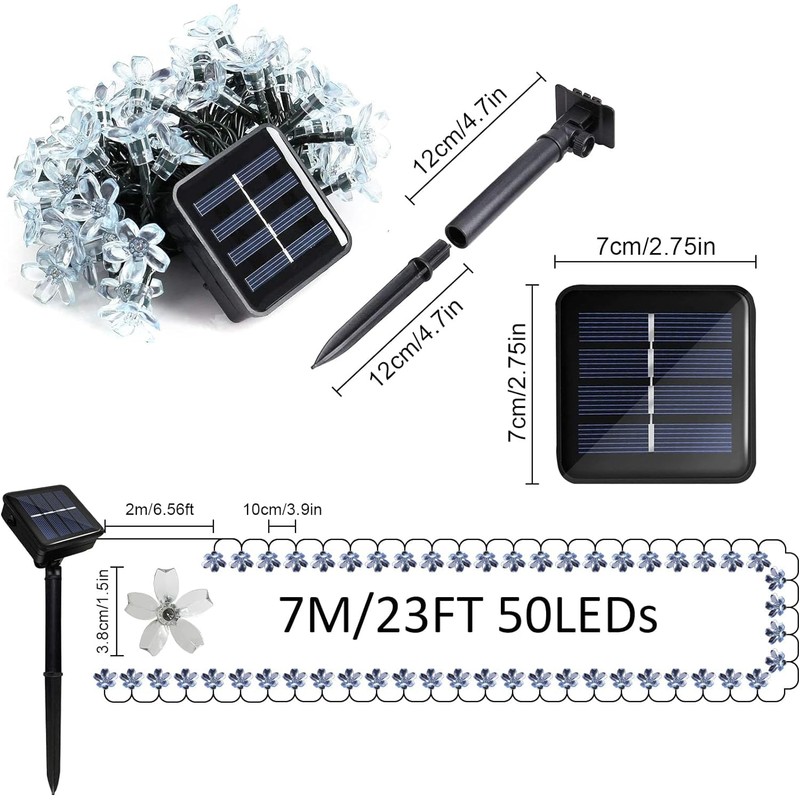 Solar String Light, 7M 50LED Cherry Blossom Fairy Light, Outdoor
