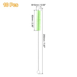 uxcell 10Pcs Drinking Straw Cleaning Brushes, 8" x 5/8" Nylon Bristles Long Straw Brush Pipe Cleaner for Washing Straws Pot Spout, Sippy Cup, Bottle and Tube (Green)