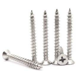 50 Pcs M5x40mm Flat Head Wood Self Tapping 304 Stainless Steel Screw Phillips Head Self Drilling