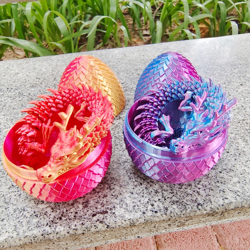 3D Printed Dragon in Egg – Flexible Articulated Crystal Dragon