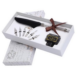 jojofuny Luxury Vintage Quill Pen Set 10pcs Writing Accessories Ink Dip Pens European Style for Office