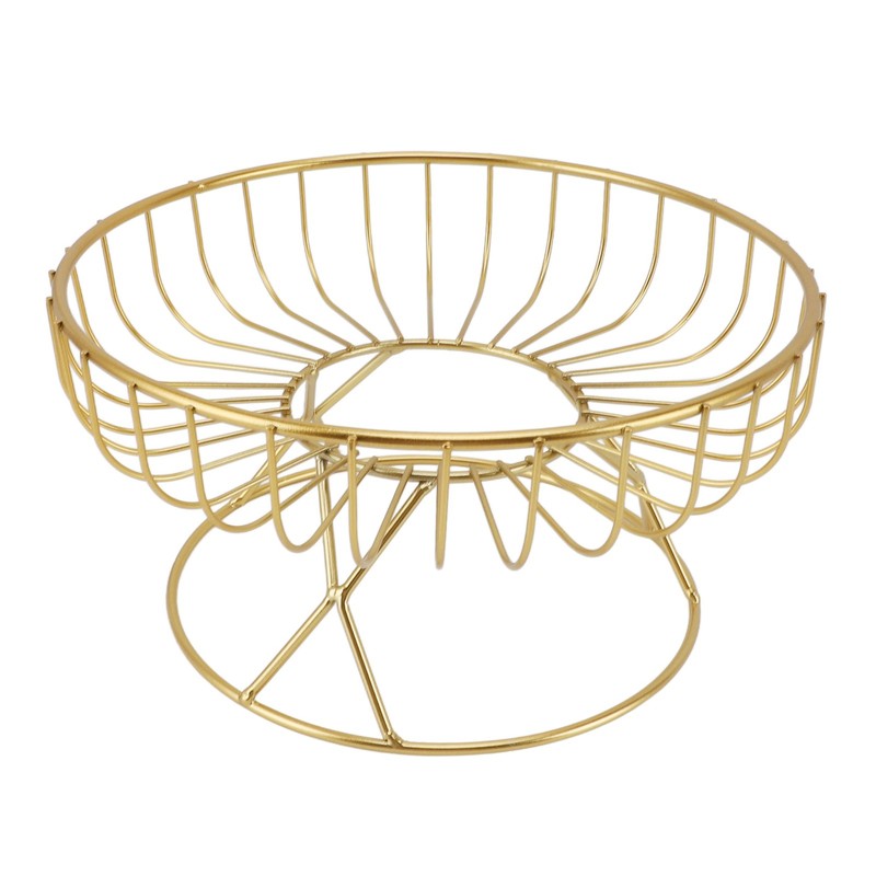 Round Fruit Basket Large Capacity Hollow Metal Fruit Bowl Stand