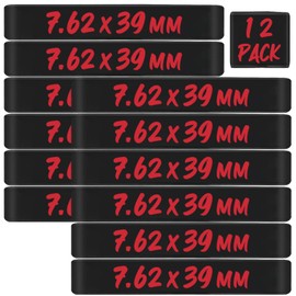 12 Pack Magsaddle 7.62x39mm Magazine Marking Bands 7.62x39 Caliber Identification Holster Accessories (Black - Red)