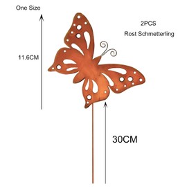 ALEMIN Set of 2 rust butterfly garden stakes, metal rusty butterfly garden decoration rust for outdoors, rust decoration garden decoration for garden, patio, balcony