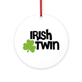 CafePress Irish Twin Shamrock Round 4" MDF Holiday Ornament