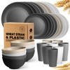 Teivio 32-Piece Kitchen Plastic Wheat Straw Dinnerware Set, Service for