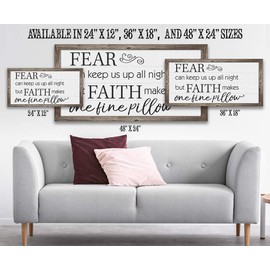 Faith Makes One Fine Pillow Wood Style Look 24x48 Stretched Canvas Art Extra Large - Christian Inspirational Bible Verse Decor, Boho Theme Room Wall Art, Religious House Warming Gift for New Home