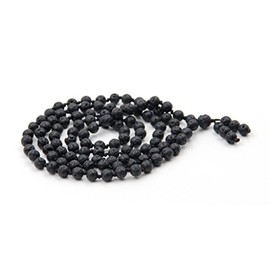ovalbuy Hand Knotted 6mm Volcano Lava Stone Tibetan Buddhist 108 Prayer Beads Mala Necklace