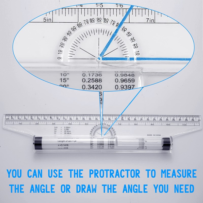 Frienda 2 Pieces Plastic Measuring Rolling Ruler Drawing Parallel Multifunctional