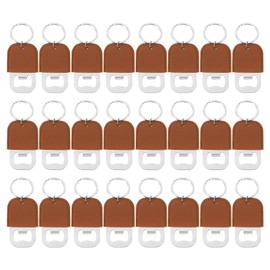 uxcell 24Pcs Leather Bottle Opener, 10.6x4.5cm Stainless Steel Flat Beer Bottle Opener Keychain Soda Bottle Opener Key Chain Sublimation for Gift, vermilion