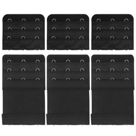 Lusofie Pack of 6 Bra Extensions 2/3/4 Hooks 3 Rows Bra Extender Soft and Comfortable Elastic Bra Strap Extension Bra Closure Extension for Women and Women (Skin Colour, White, Black), Black (3 hooks)