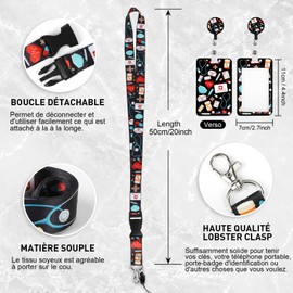 ID Card Holder with Strap, Card Holder ID Card with Swivel Lobster Clasp, for Women, Teachers, Nurses, Doctor, Student (Nurse Black)