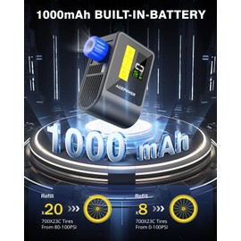 Auxpower Mini Bicycle Pump with Pressure Gauge, 120PSI Electric Portable Bike Pump with Presta and Schrader Valve, Auto Stop, Outdoor Bicycle Tire Pump for Road, Mountain, E-Bike and Sports Balls