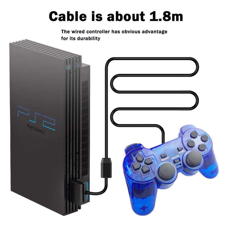 JINHOABF 2 Pack PS2 Wired Controller,Double Shock Gamepad Compatible with