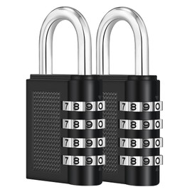 ZHEGE Lock with Combination Code, Combination Lock, 4 Digits, Padlock Locker for Gym, Small Locker Lock for Locker, Cabinet, Padlock Digits, Weatherproof (2 Pieces, Black)