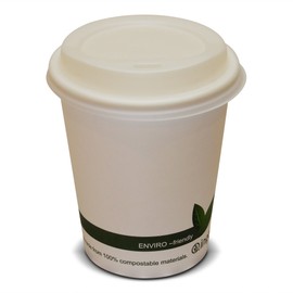50-12oz (340ml) Disposable Biodegradable & Compostable Paper Coffee Cups with Compostable Sip Lids (12oz (340Ml) 50 Pack)