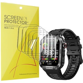 Lamshaw Compatible for Nihemin Military Smart Watch Screen Protector, [6 Pack] Full Coverage TPU Clear Film Compatible for Nihemin 1.96 Inches Military Smart Watch (6 Pack)