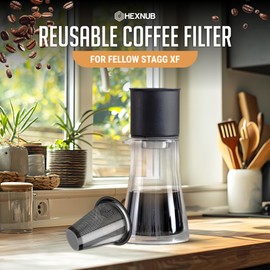 HEXNUB Metal Filter for Fellow Stagg XF Pour Over Coffee Maker, No More Paper Filters - Designed for Stagg [XF] Coffee Dripper for Enhanced Filtration, Reusable Stainless Steel Mesh