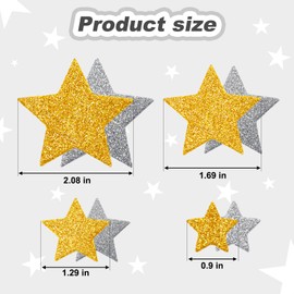200Pcs Glitter Star Foam Stickers,Silver and Gold Stars Self Adhesive Glitter Foam Star Shaped Sticker for DIY Crafts, Wall, Scrapbooks, Cards
