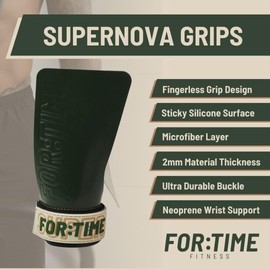 Hand Grips for CrossFit Grips, Pull Up Grips - Ultra Sticky Chalkless Gym Grips with Wrist Support - Gymnastics Bar Grips - Gym Hand Grips for Workouts - Gym Gloves for Pull Ups - FOR:TIME - SUPERNOVA