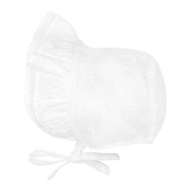 Wee Ones Premium Newborn Baby Toddler Bonnet Ruffle Sun Hats for All Hair Types, 0-3 Months, White