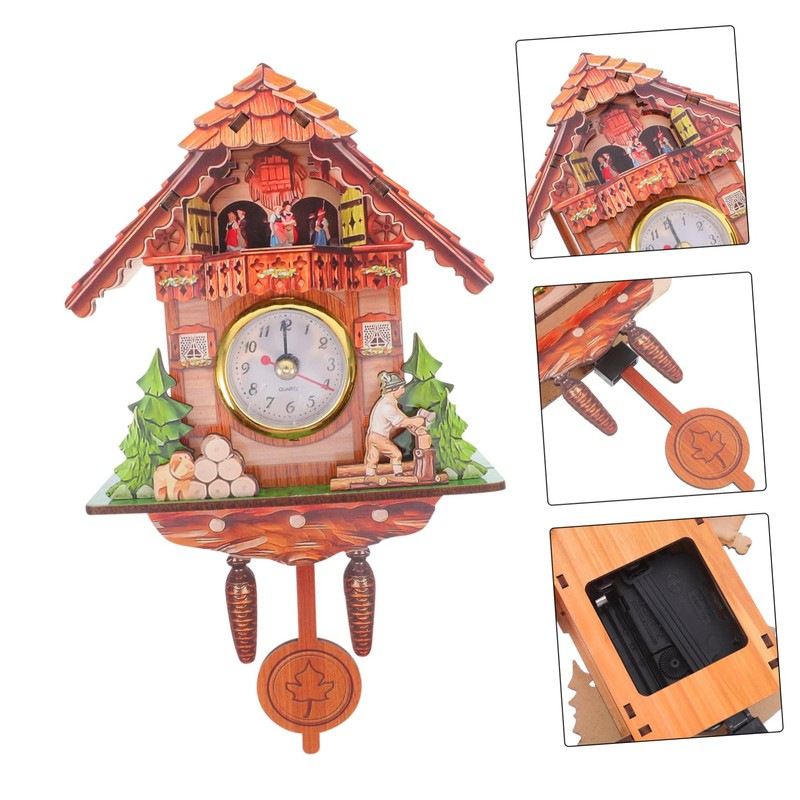Alipis Wooden Wall Clock Classic Cuckoo Clock Silent Sweep for