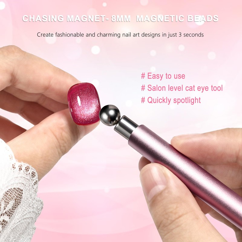 HYWWPFLAY Cat Eye Magnet for Nails, Chasing Light Cat Eye