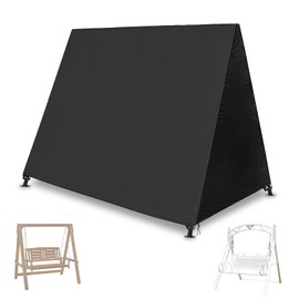 Outdoor Swing Cover,Porch Swing Cover,A Frame Patio Waterproof Replacement Hammock Cushion UV Resistant Protective Removable Furniture Covers Black, 84“x63"x15"(4 fastening buckles)