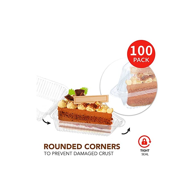 Goiio 100 recipientes de plástico para rebanadas de tartas, tapa