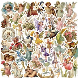 Yoksas Vintage Little Angel Fairy Stickers - 50Pcs Vinyl Renaissance Art Christian Scrapbooking Stickers for Water Bottles,Laptop,Journals