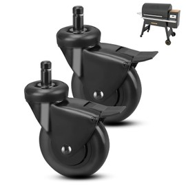 3 Inch Locking Caster Wheel for Traeger Pellet Grill Ironwood 650/885,Timberline 850/1300, Rubber Grill Wheel with Brake for Traeger Pro Series 34 Pro 780, Texas Elite 34, Replace for #HDW302, 2 Packs