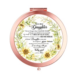 Gifts for Daughter Rose Gold Compact Mirror, Birthday Gifts for Daughter, Daughter Gifts from from Mother on Wedding Day, Daughter Gift for Graduation, Birthday, Christmas