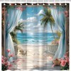 MZYZAF Ocean Beach Shower Curtain Tropical Palm Tree, 70X70Inch