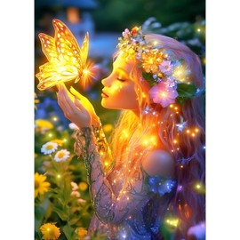 QQYRHN 5D Fairy Butterfly Diamond Painting Kit for Adults Beginners Dreamland Diamond Art Kits Complete DIY Fantasy Diamond Embroidery Set Perfect for Relaxation and Decoration 30 x 40 cm